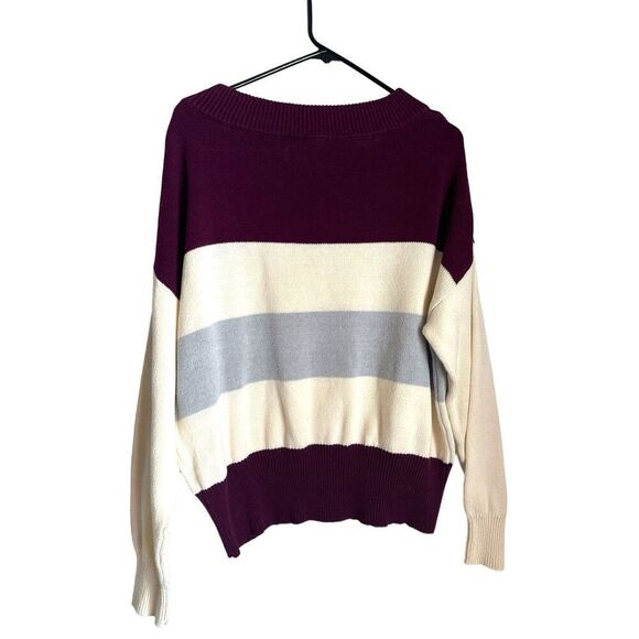 Lucky Brand striped long sleeve pull over sweater top sz L women’s comfort every - Picture 4 of 5